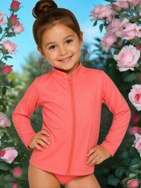 Shark Tank swimzip swimsuit rashguard Girls 6/8 Or 2T